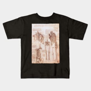 Human Anatomy Skeletons by Leonardo da Vinci Kids T-Shirt